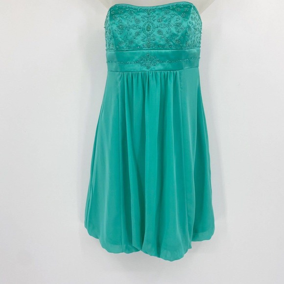 David's Bridal Chiffon Strapless Bridesmaid Prom Dress Aquamarine Sz 6 - Picture 1 of 4